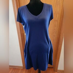 Women's Dark Blue V-Neck Dress